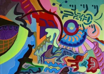 Acrylbild abstrakt, farbenfroh, surrealistische Kunst, Malerei Leipzig